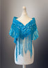 Nuno Felt Scarf Blue ruffle scarf with lace effect in the middle