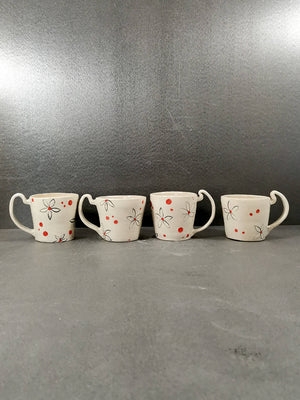 Set of 4 Dots and Flowers Cups