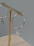 Chunky (2mm) hammered sterling silver hoops with charms - large - Handmade