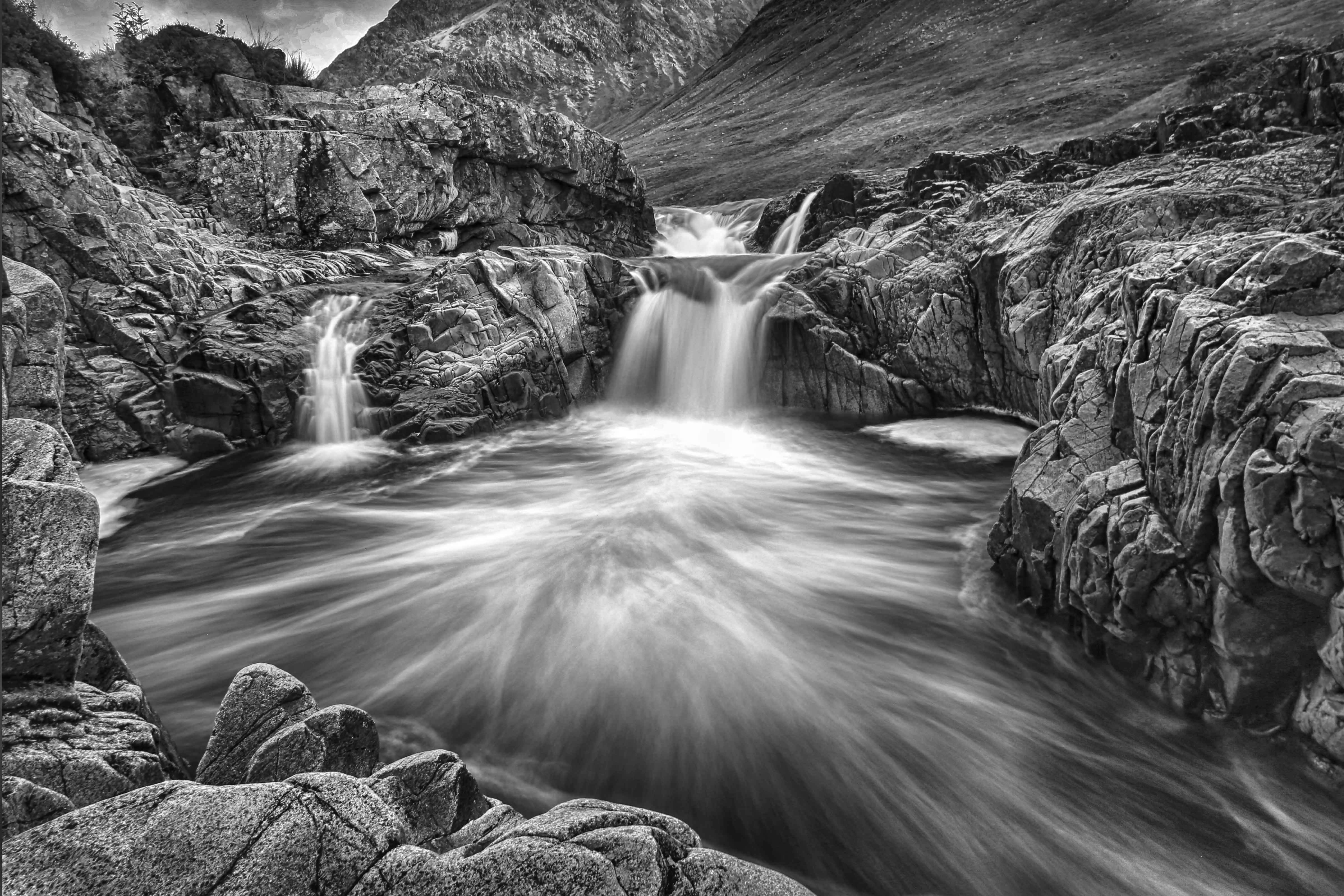 Magical waterfall (b/w)