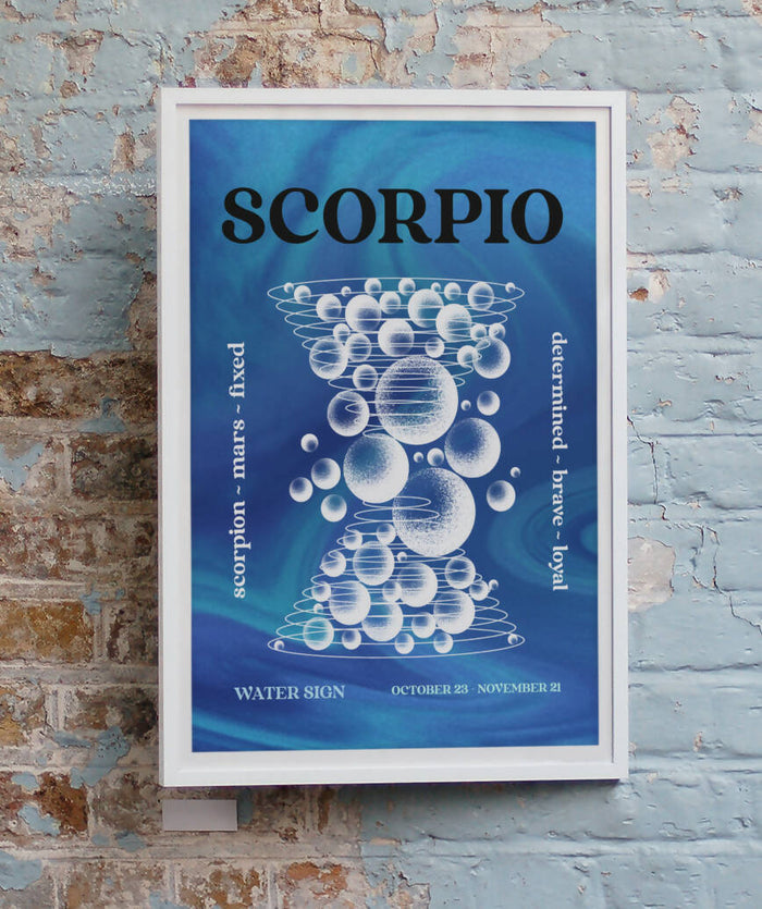 Scorpio Zodiac Horoscope Star Sign Psychedelic Art Print A4 Framed no Mount
