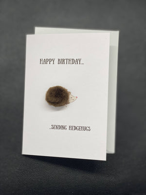 ‘Hedgehugs’ Happy Birthday- Pom Pom greeting card