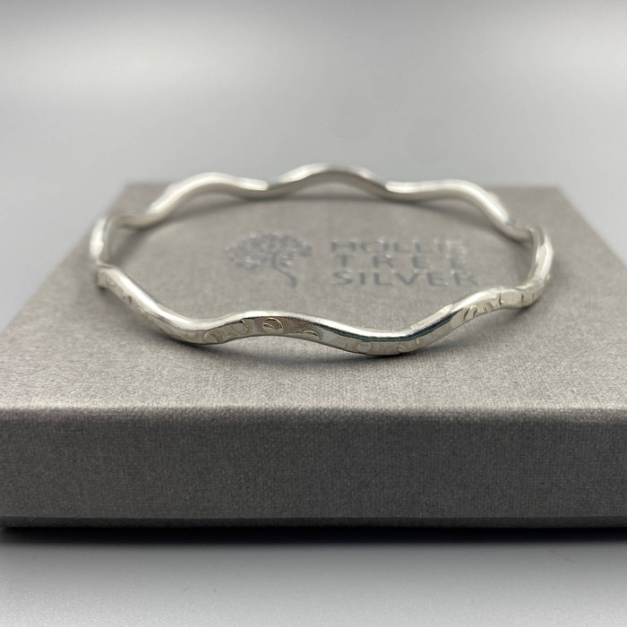 3mm Wave Bangle in Sterling Silver