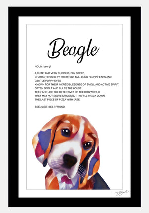 Beagle Dog - Definition Quote - Framed Artwork.
