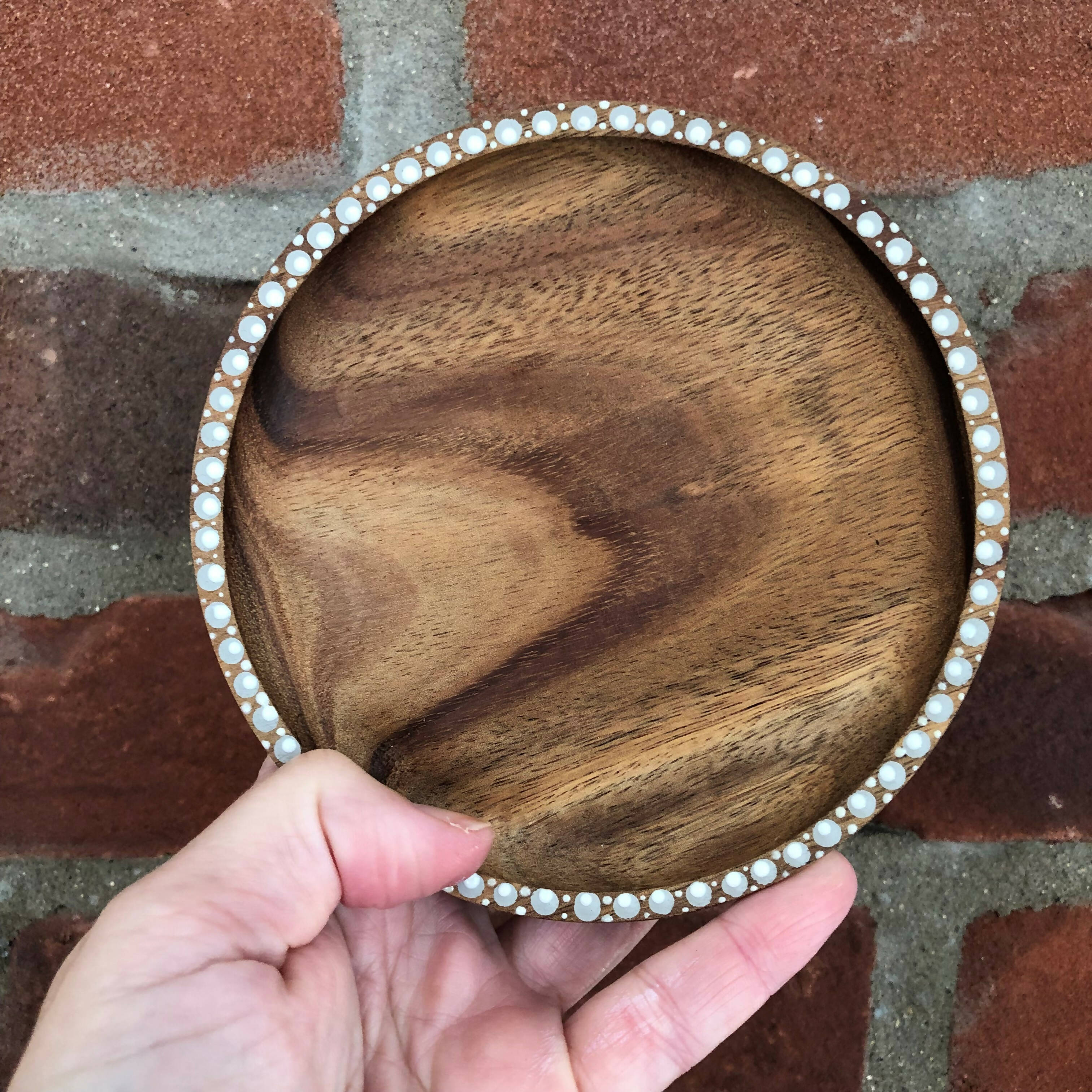 Hand painted wooden trinket tray