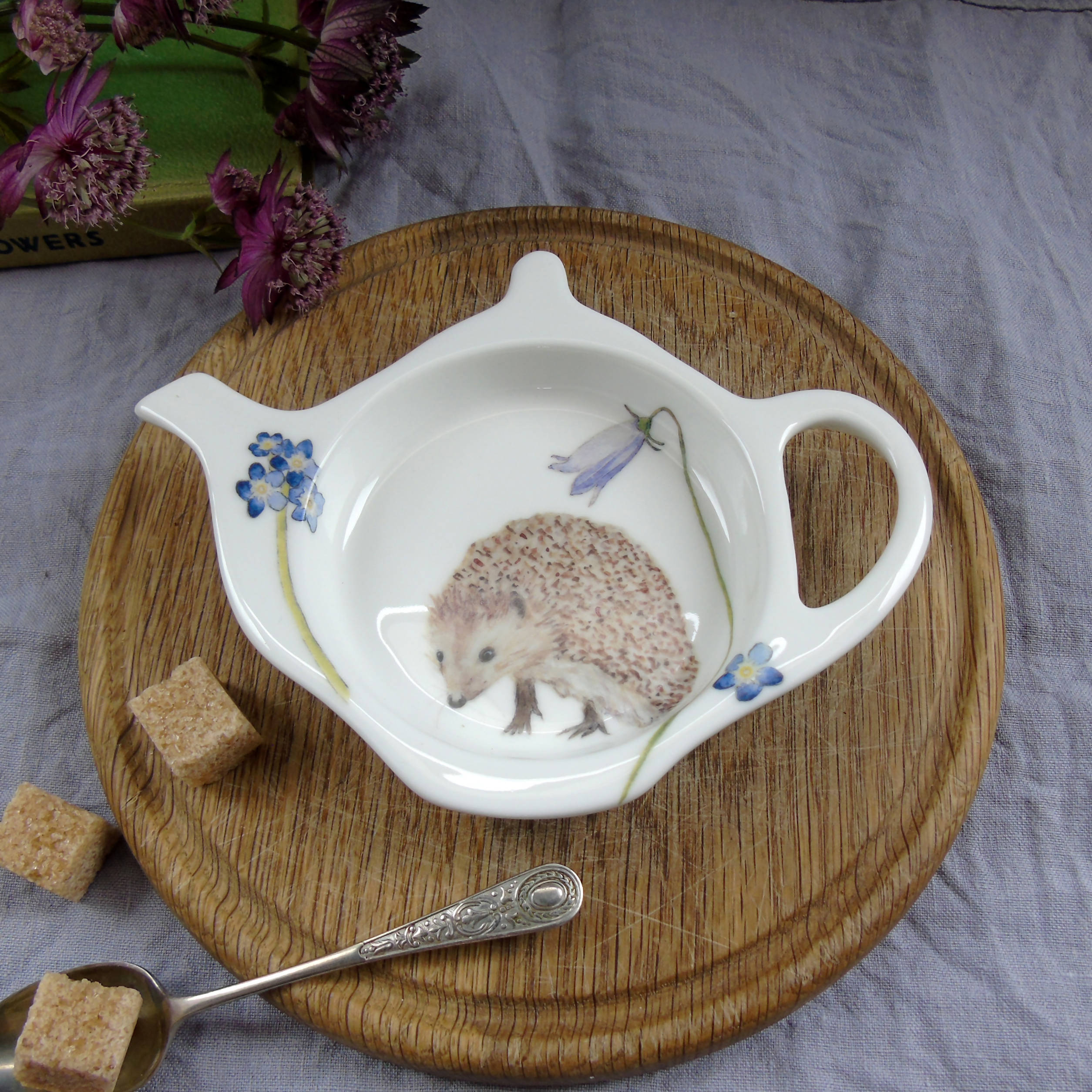 Teabag Tidy Hedgehog and Harebell