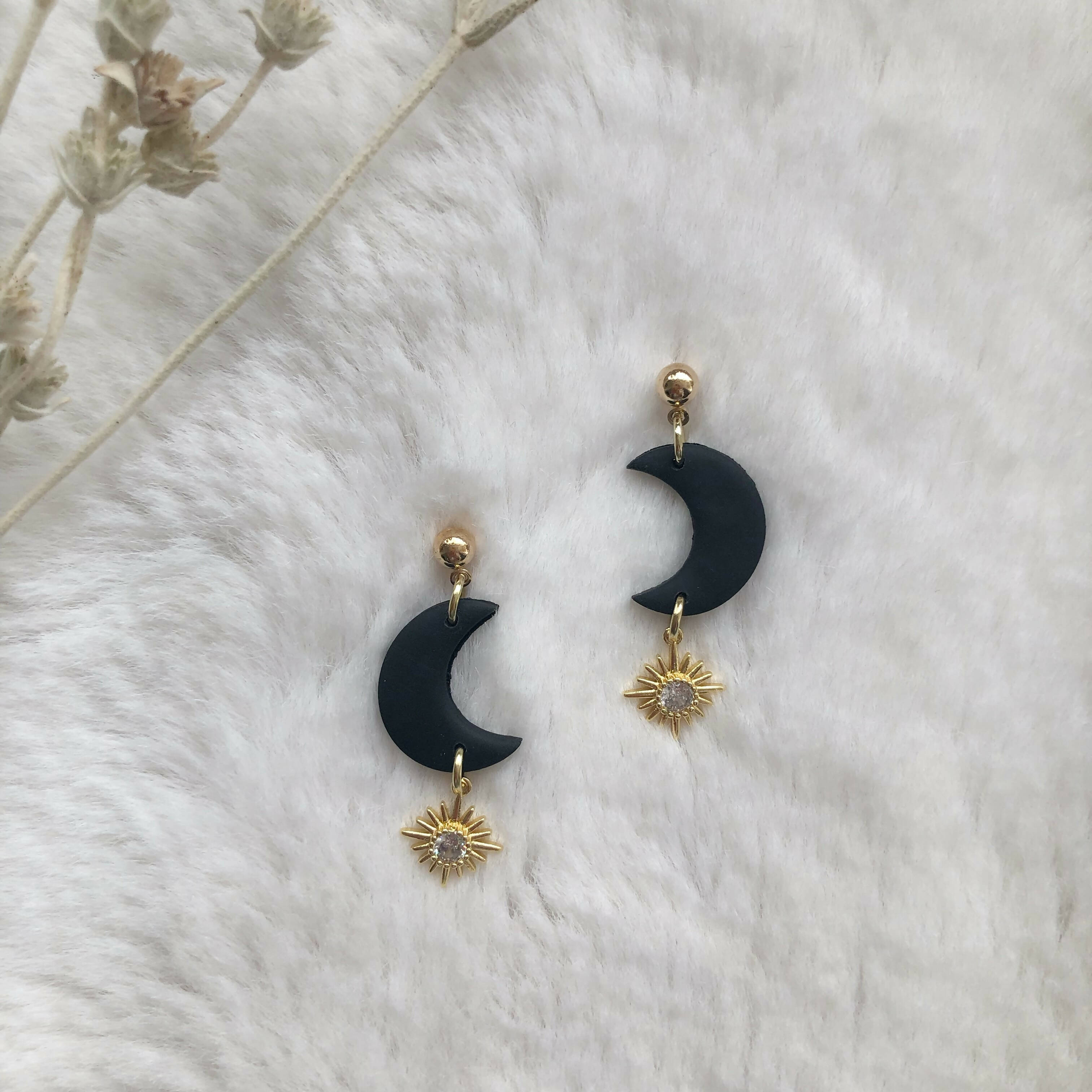 Celestial Luna Moon Clay Earrings