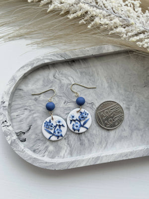 Blue China No. 2 - Handmade Polymer Clay Earrings