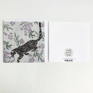 Dove Grey Leopard Greetings Card