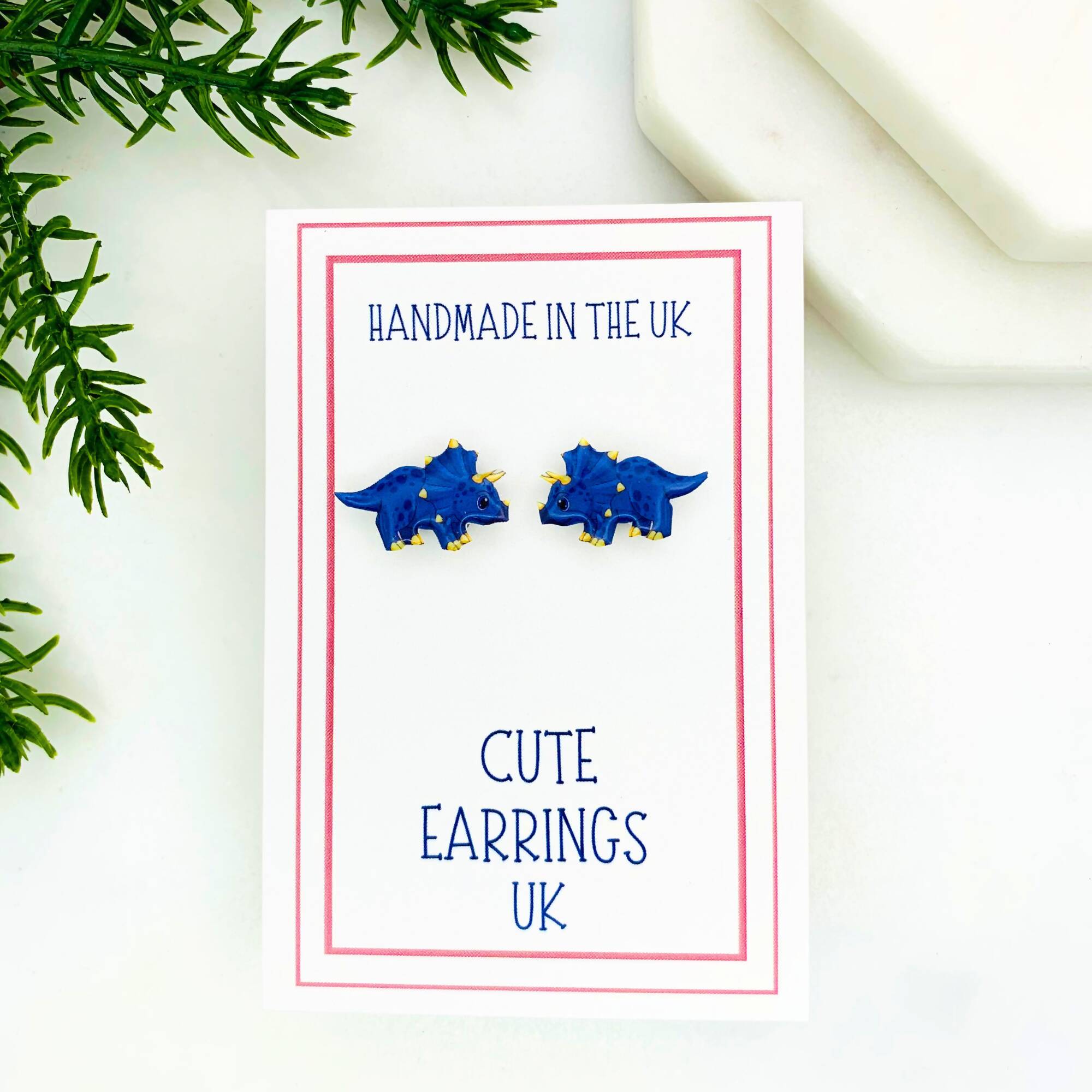 Triceratops Dinosaur Stud Earrings