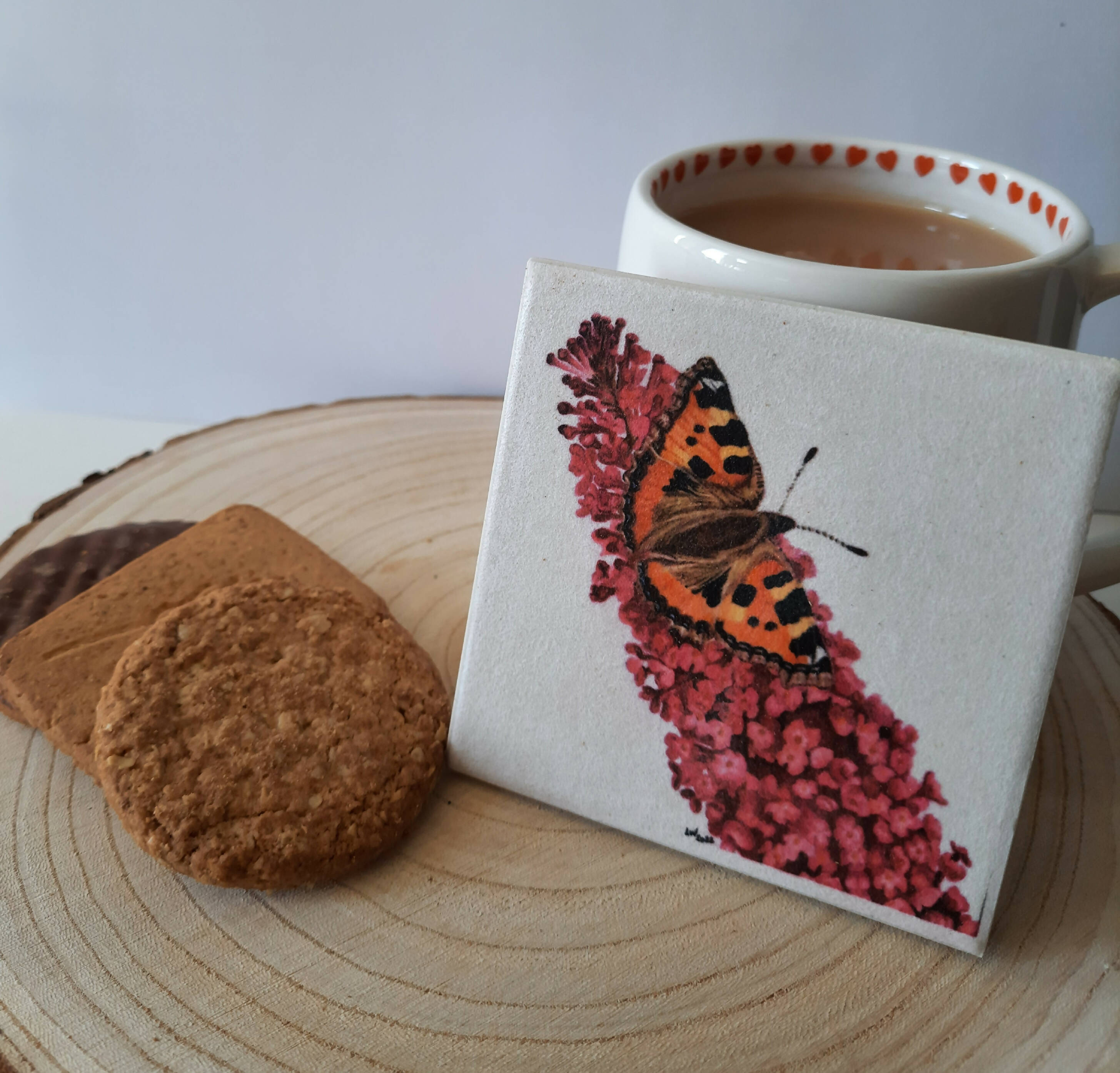 Ceramic coaster - Butterfly design