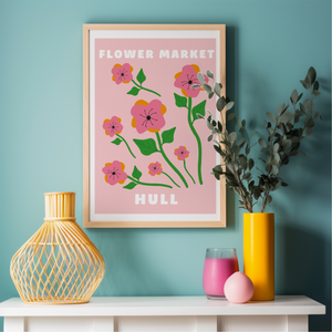 A4 Pink Flower Market Hull Print