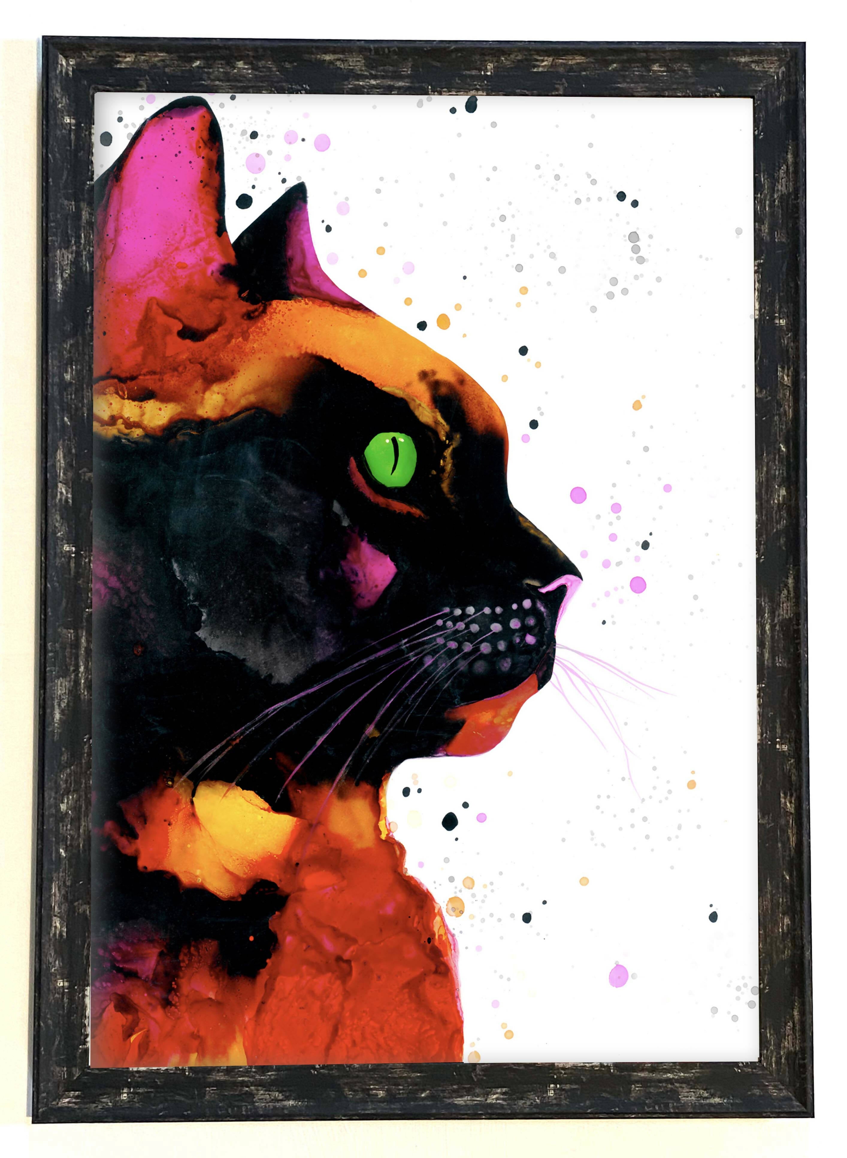 Framed Calico Cat