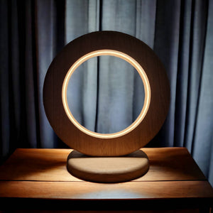 LED Oak modern looking circle lamp with dimmer - 1070