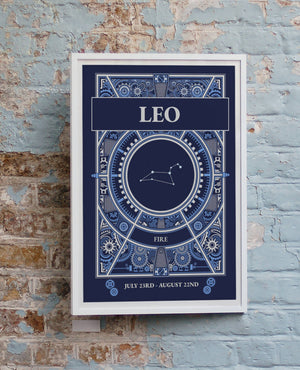 Leo Zodiac Horoscope Star Sign Constellation Art Print A4 Framed no Mount