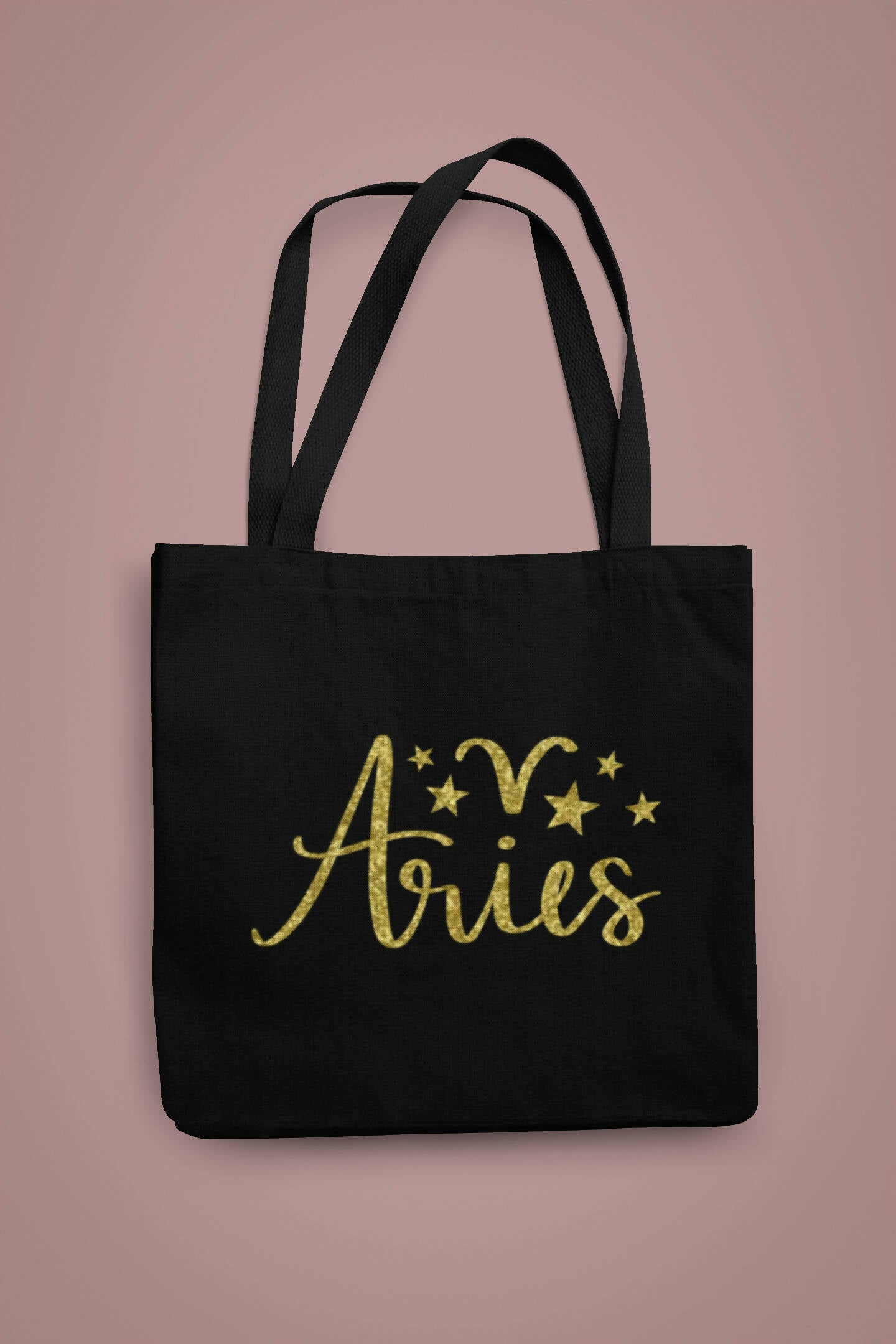 Aries Tote Bag with Gold Glitter Design