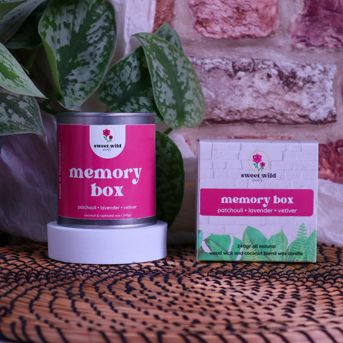 Candle Memory Box Wood Wick 240g - patchouli • lavender • vetiver