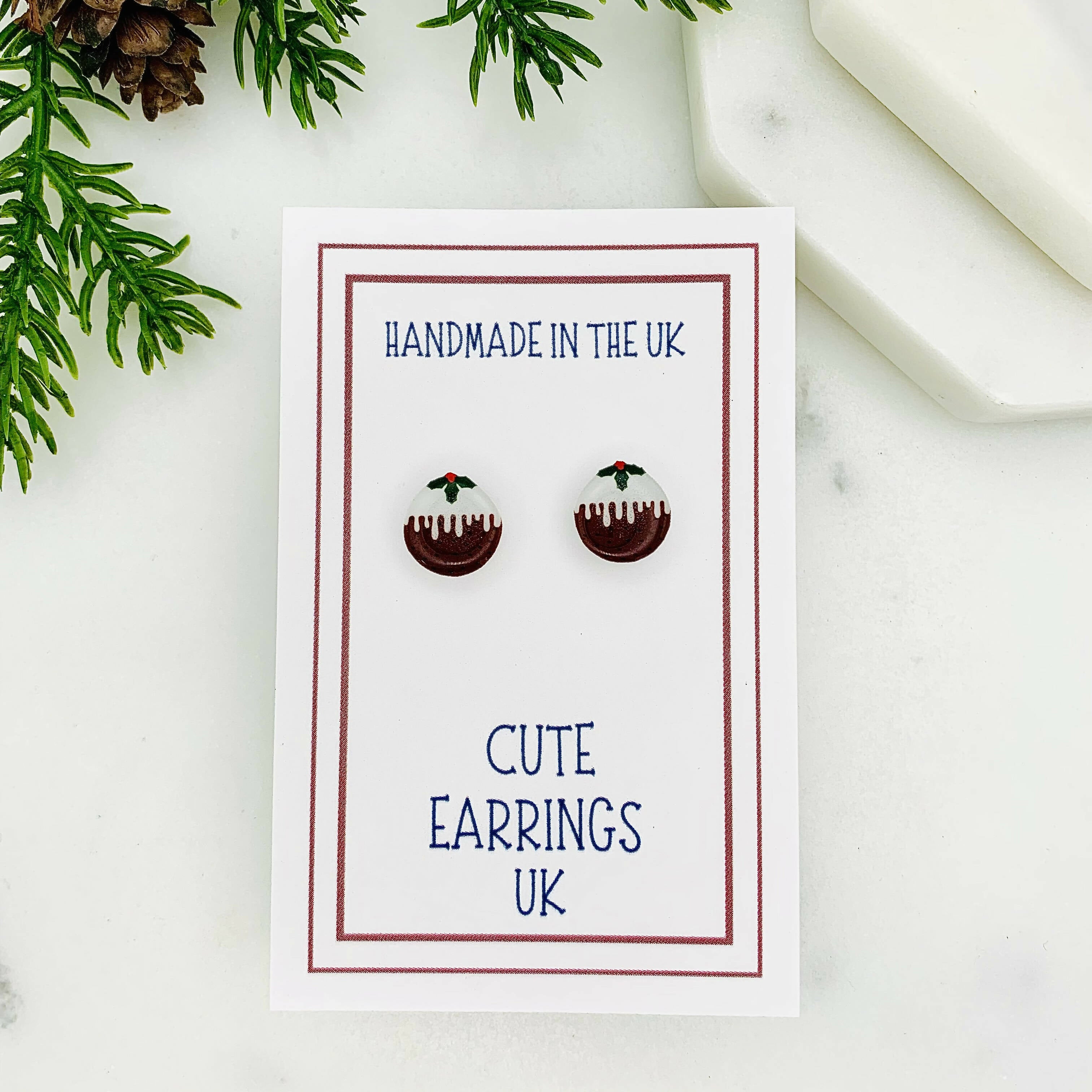 Christmas Pudding Stud Earrings