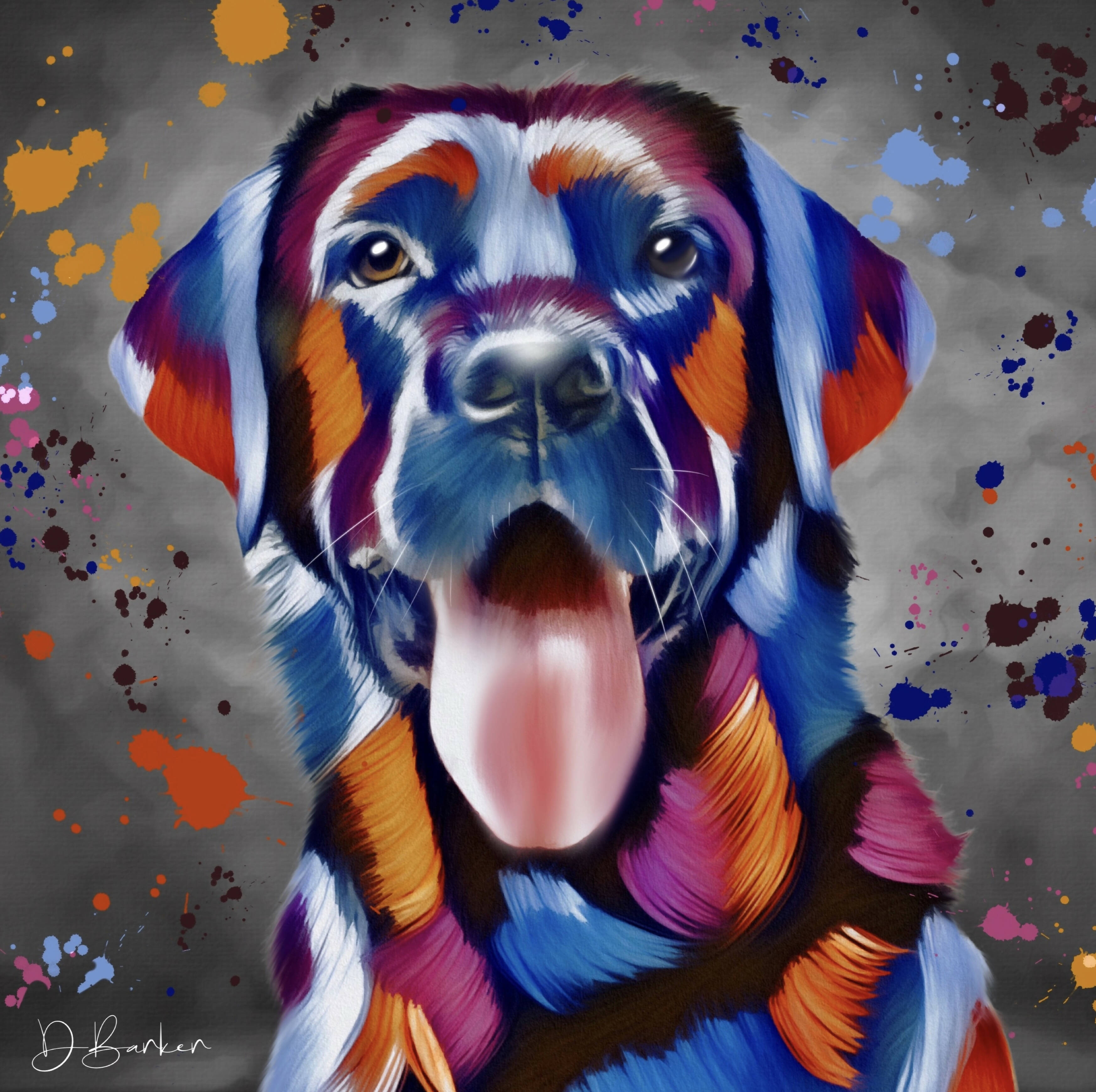 LABRADOR DOG COLOUR SPLASH MOUNTED PRINT