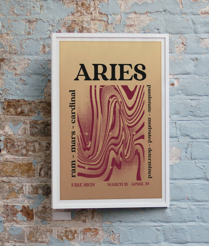 Aries Zodiac Horoscope Star Sign Psychedelic Art Print A4 Framed no Mount