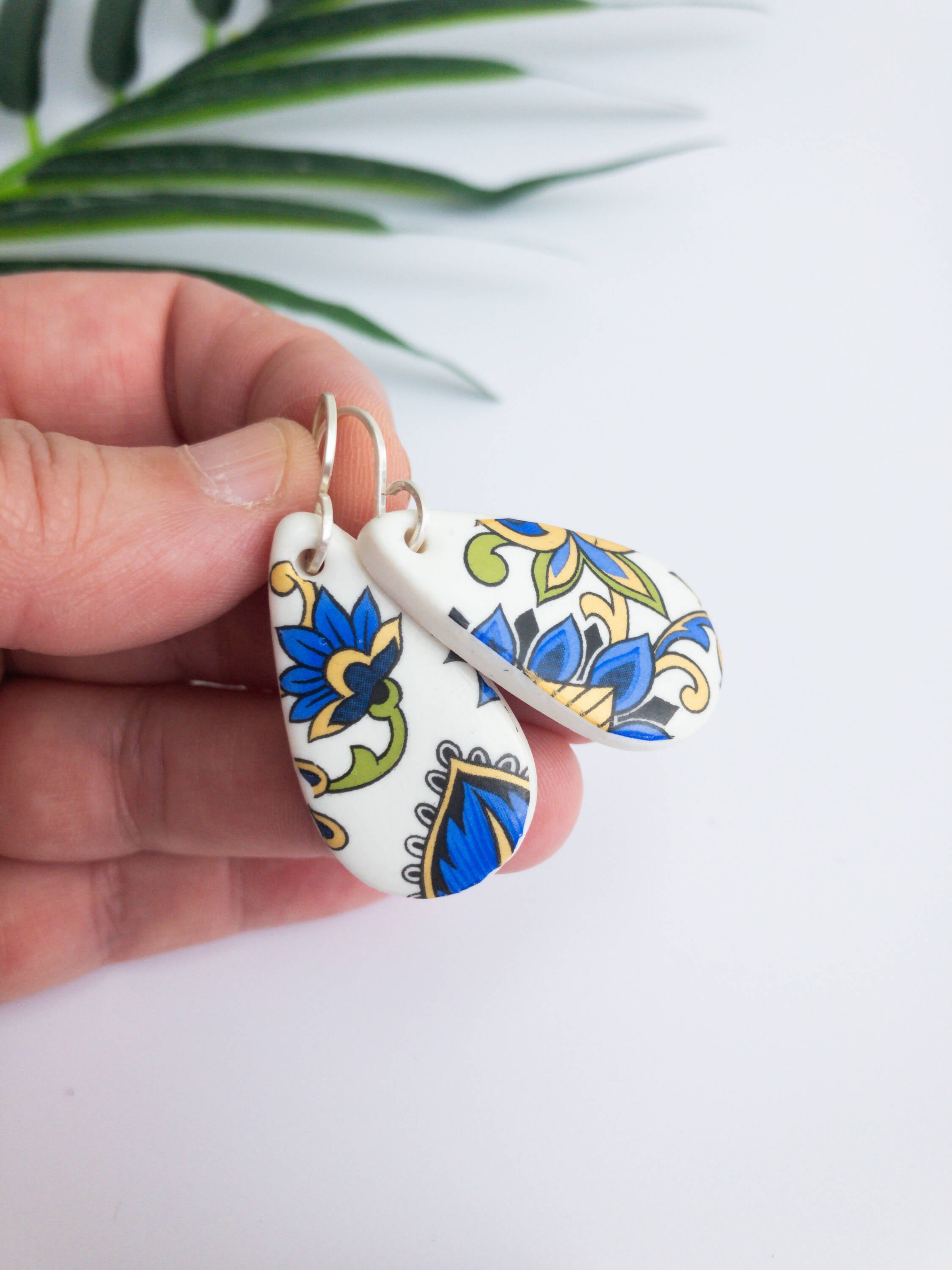 Paisley Teardrop Dangles | Vibrant Porcelain Earrings | Art & Soul