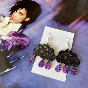 Prince Inspired Purple Rain Earrings