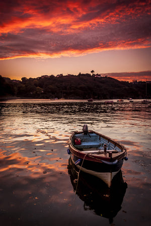 Fishguard harbour sunset - print in A4 mount