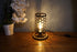 Cylindrical lamp Oak and steel Honey cone light