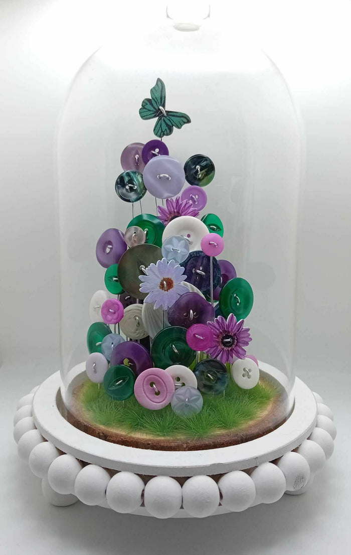 Mothersday edition purple button garden glass cloche