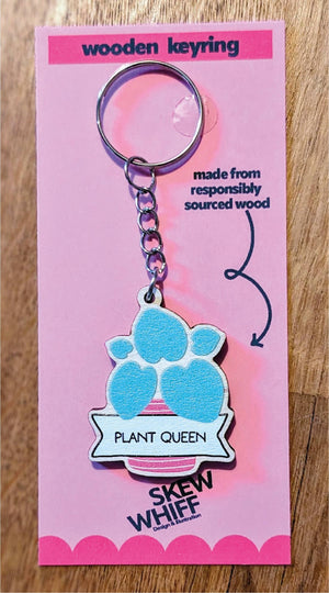 Plant Queen wooden keyring