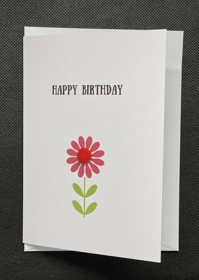 Happy Birthday Flower - Pom Pom greeting card