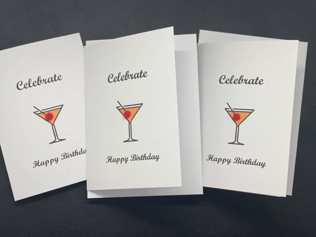 Celebrate Birthday Cocktail - Pom Pom greeting card