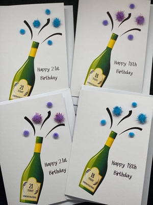 Happy 21st Birthday - Pom Pom greeting card