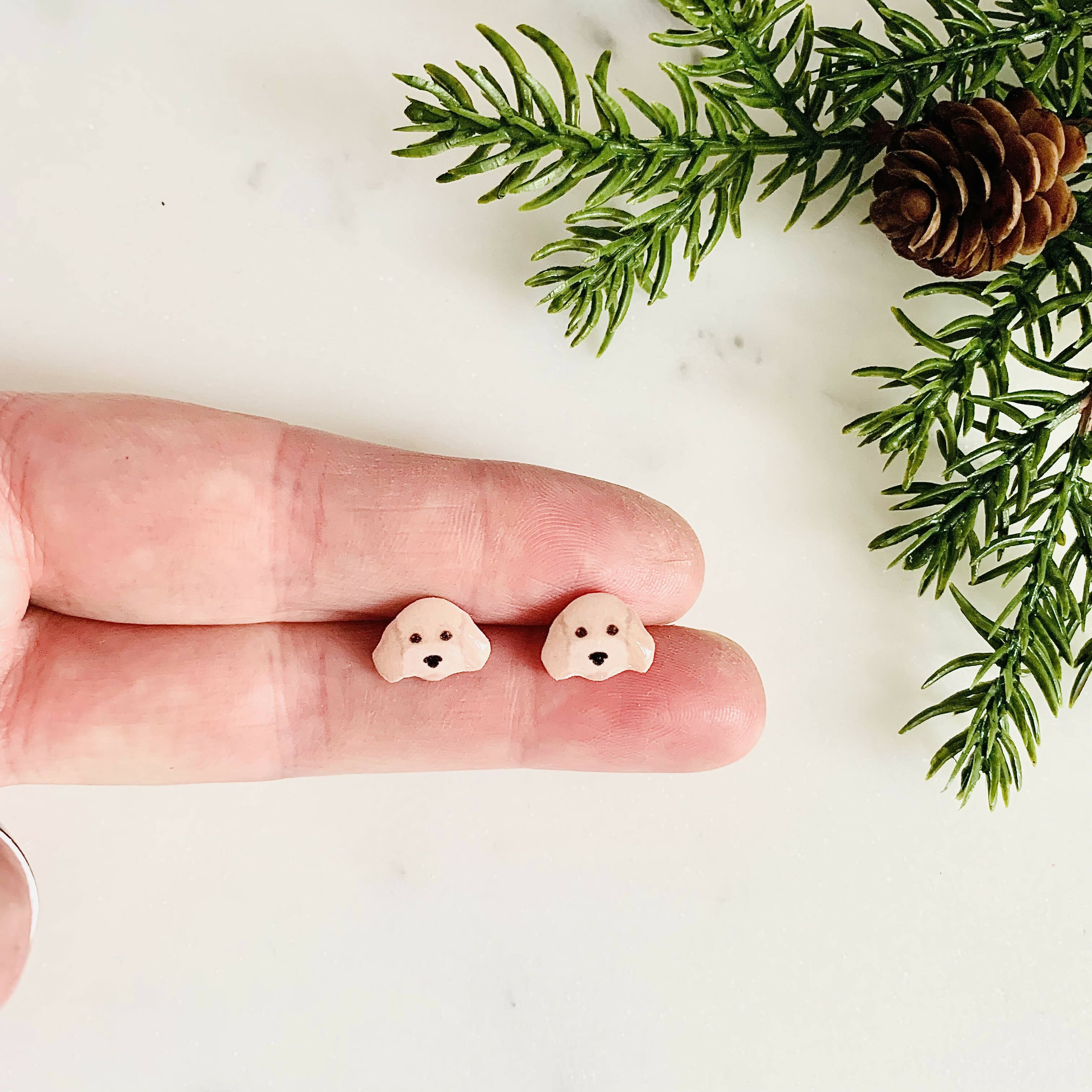 Blonde/Cream Cockapoo Stud Earrings