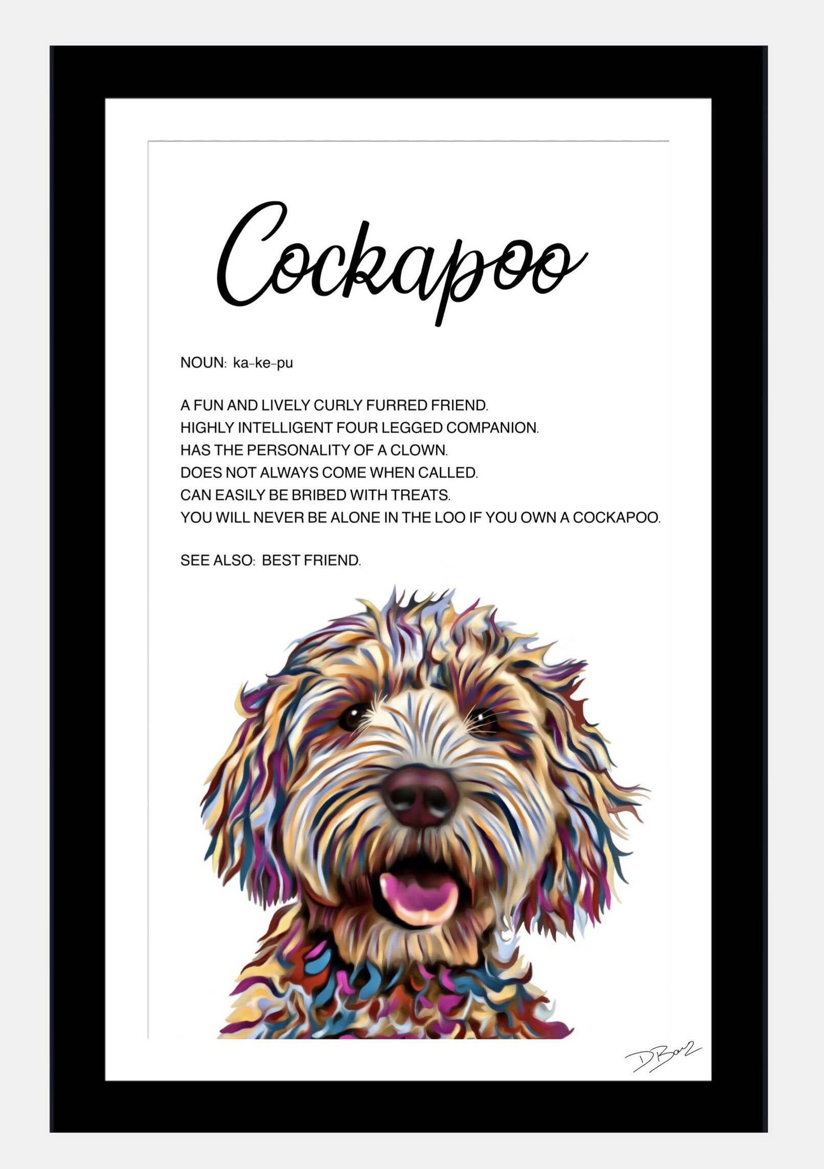 Cockapoo Dog - Definition Quote - Framed Artwork.