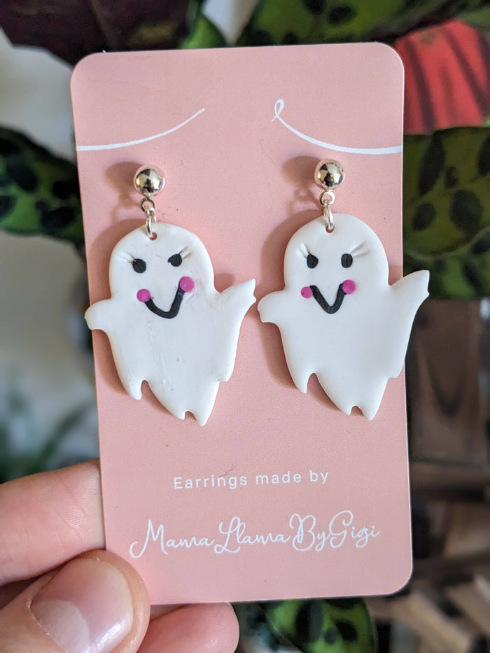 Ghost - Halloween Ghost Clay Earrings (various designs available)