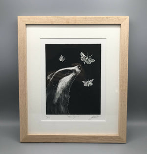 Moon Dance - Oak framed LE Collagraph Print by Jenny Davies