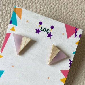 Triangle Wooden Lilac Clear Resin Studs