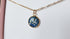 Blue Real Flower Small Mirrored Necklace Gold Plated