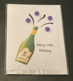 Happy 30th Birthday - Pom Pom greeting card