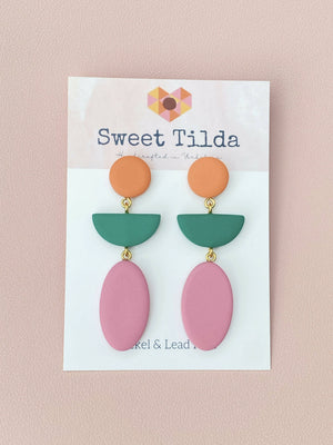 Bold Geo Statement Earrings - Polymer Clay