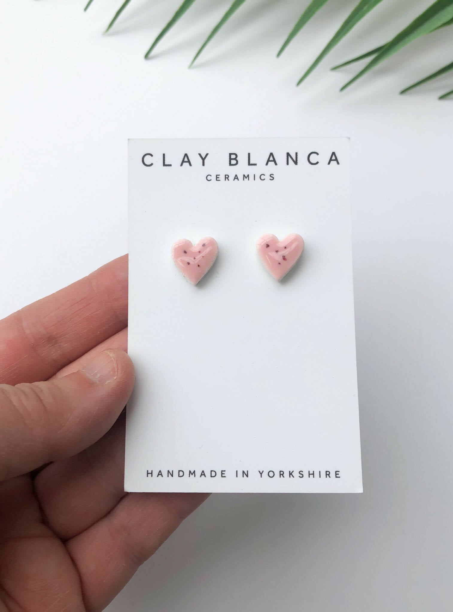 Speckled Pink Heart Studs | Handmade Earrings | Art & Soul