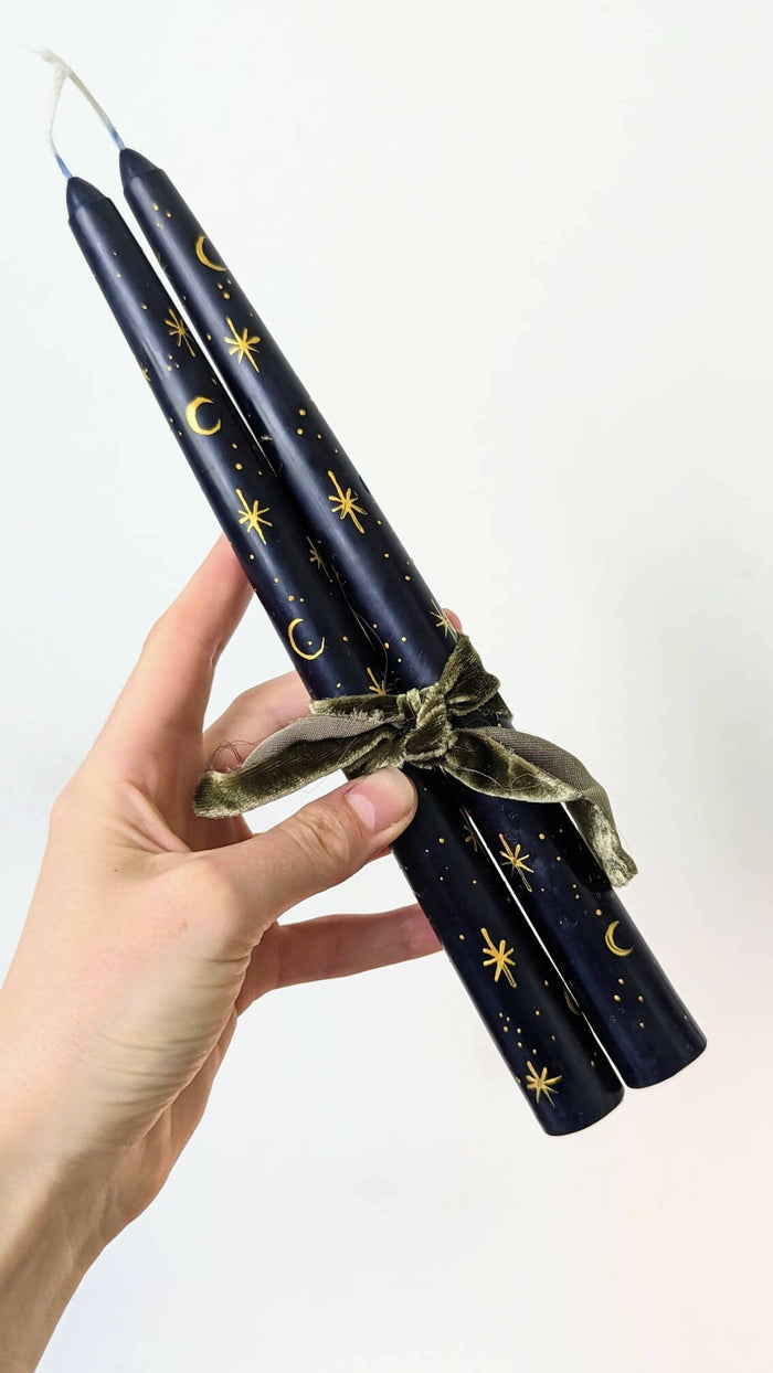 Hand Painted Star Taper Candles
