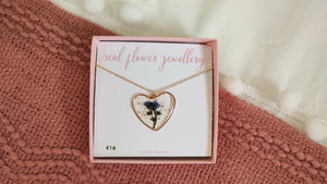 Forget Me Not Heart Necklace Gold Plated