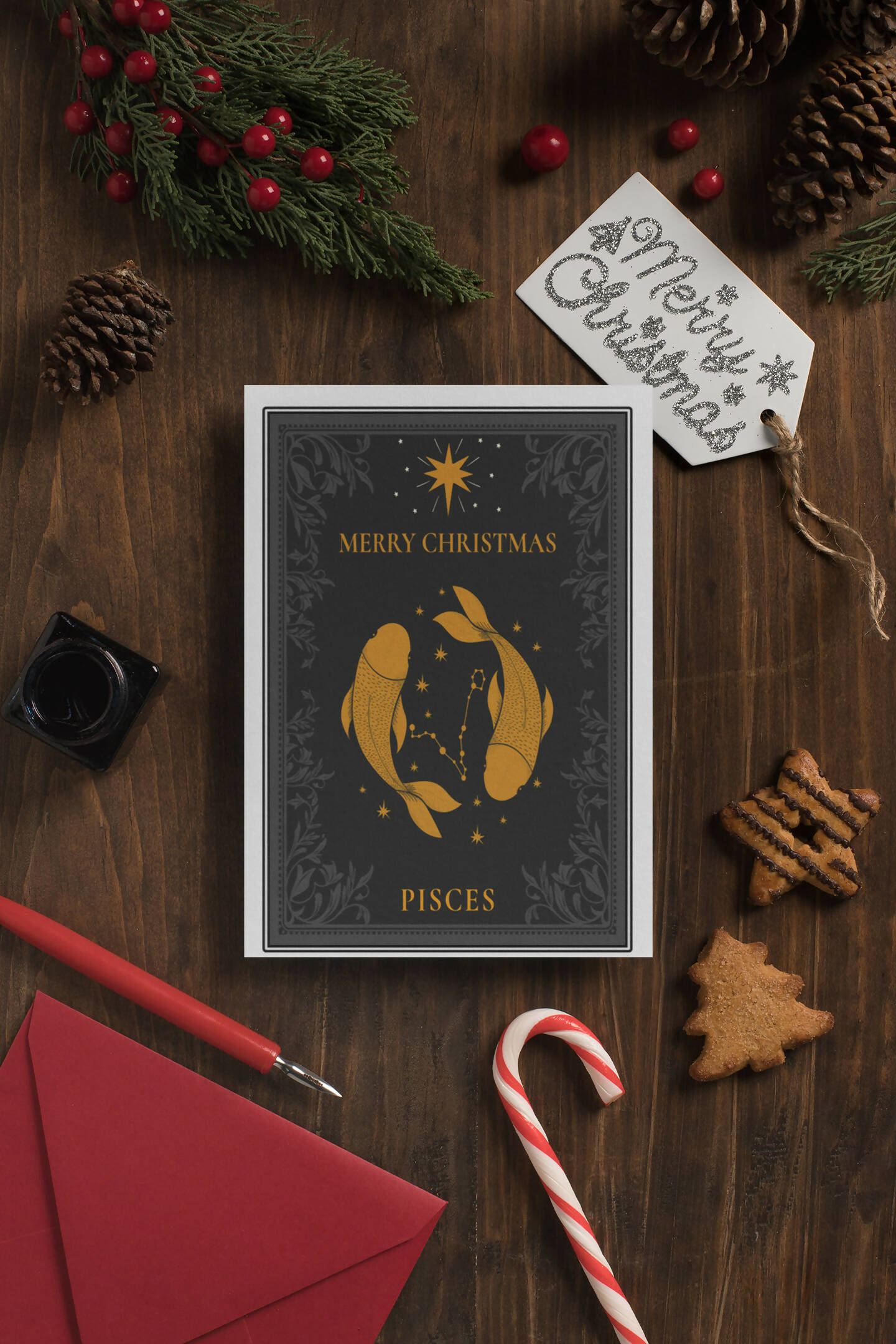 Pisces Zodiac Christmas Card