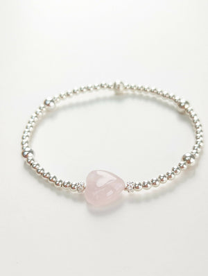 Rose quartz heart satellite bracelet - Handmade