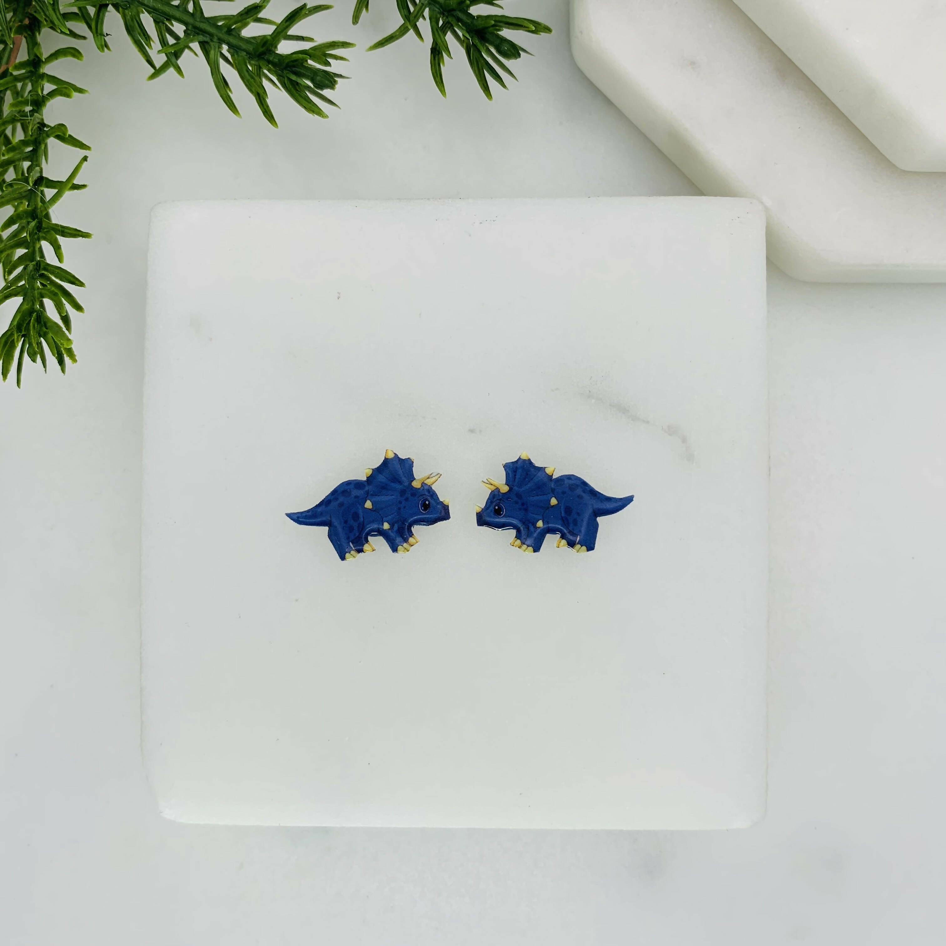 Triceratops Dinosaur Stud Earrings