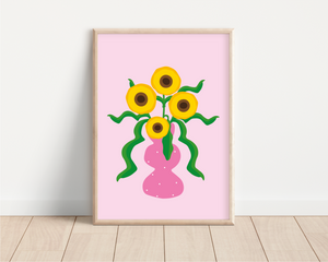 A4 Pink Abstract Vase Print