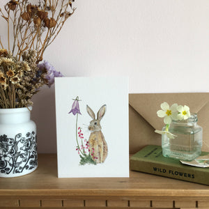 Hare and bell heather card