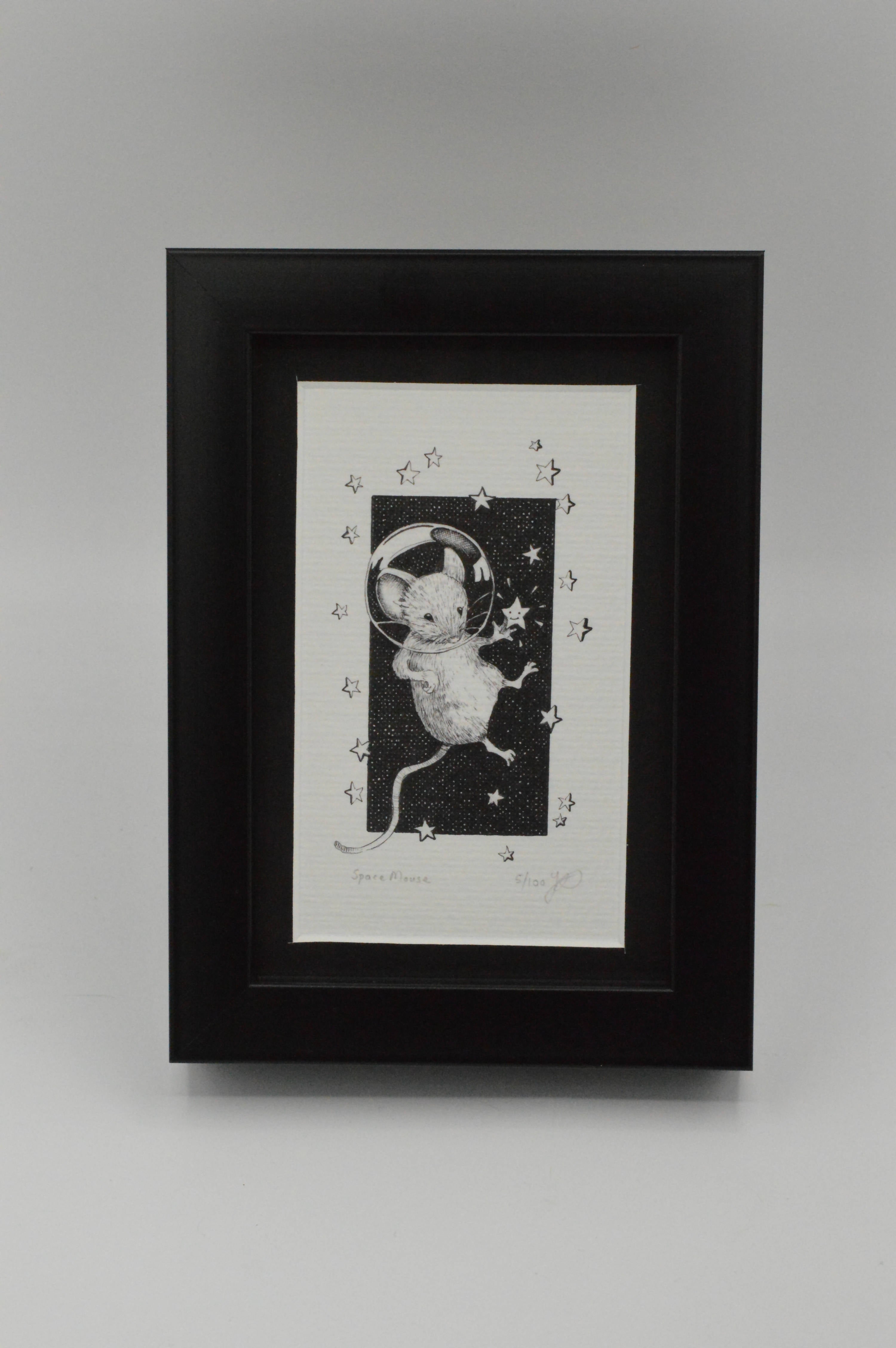 Space Mouse - Framed Limited Edition Print by Jenny Davies